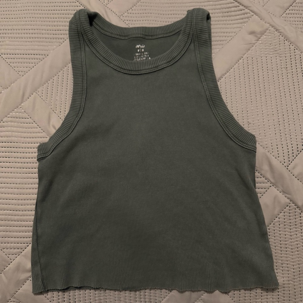 Aerie Cropped Ribbed Tank Top